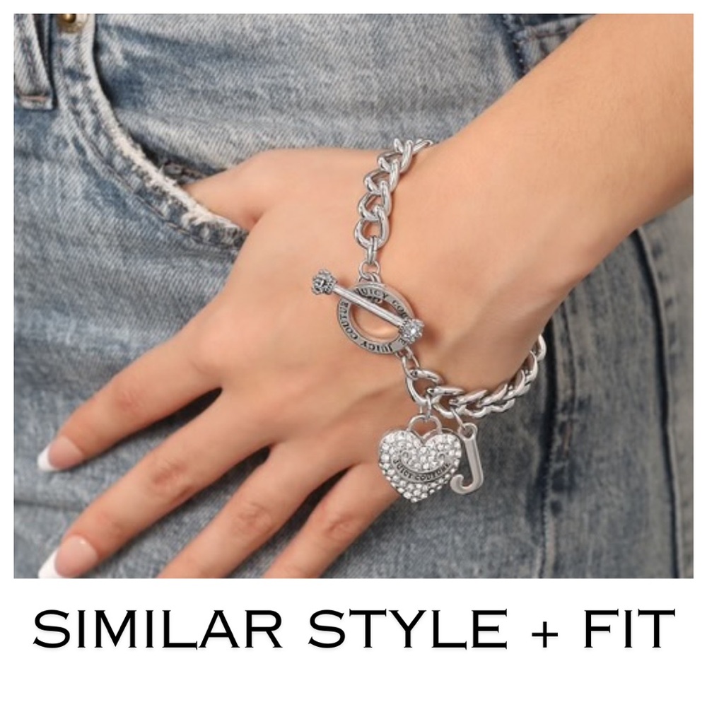 Juicy Couture Silver Chain Bracelet With Crystal Heart Charm - Picture 7 of 14